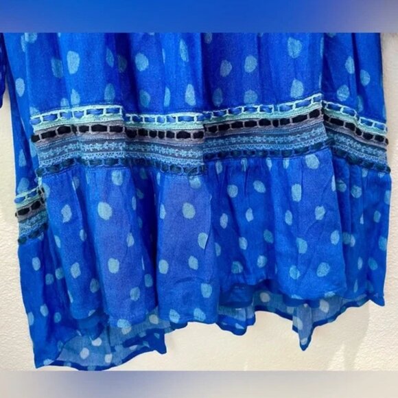 Anthropologie Bl^nk Coterie Embroidered Blue Polka Dot Tunic Dress Size L - Picture 5 of 10